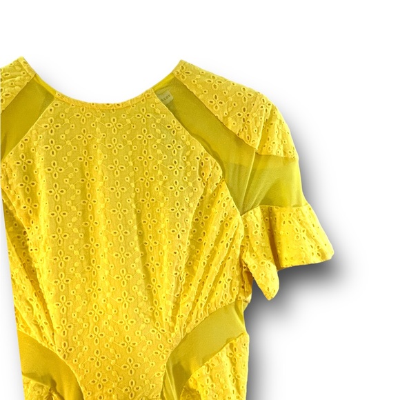 KATRINA GRIMALDI Lila Eyelet Mini Dress in Yellow Short Sleeve NEW WITH TAG XS - Picture 13 of 16